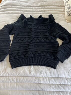 Black Women's Cold-Shoulder Knit Sweater